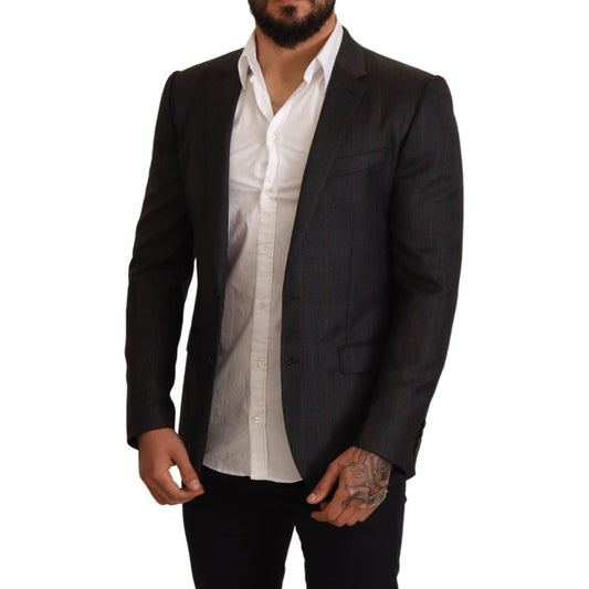 Dolce & Gabbana Gray Check Wool Slim Fit Blazer Jacket JKT2949-48