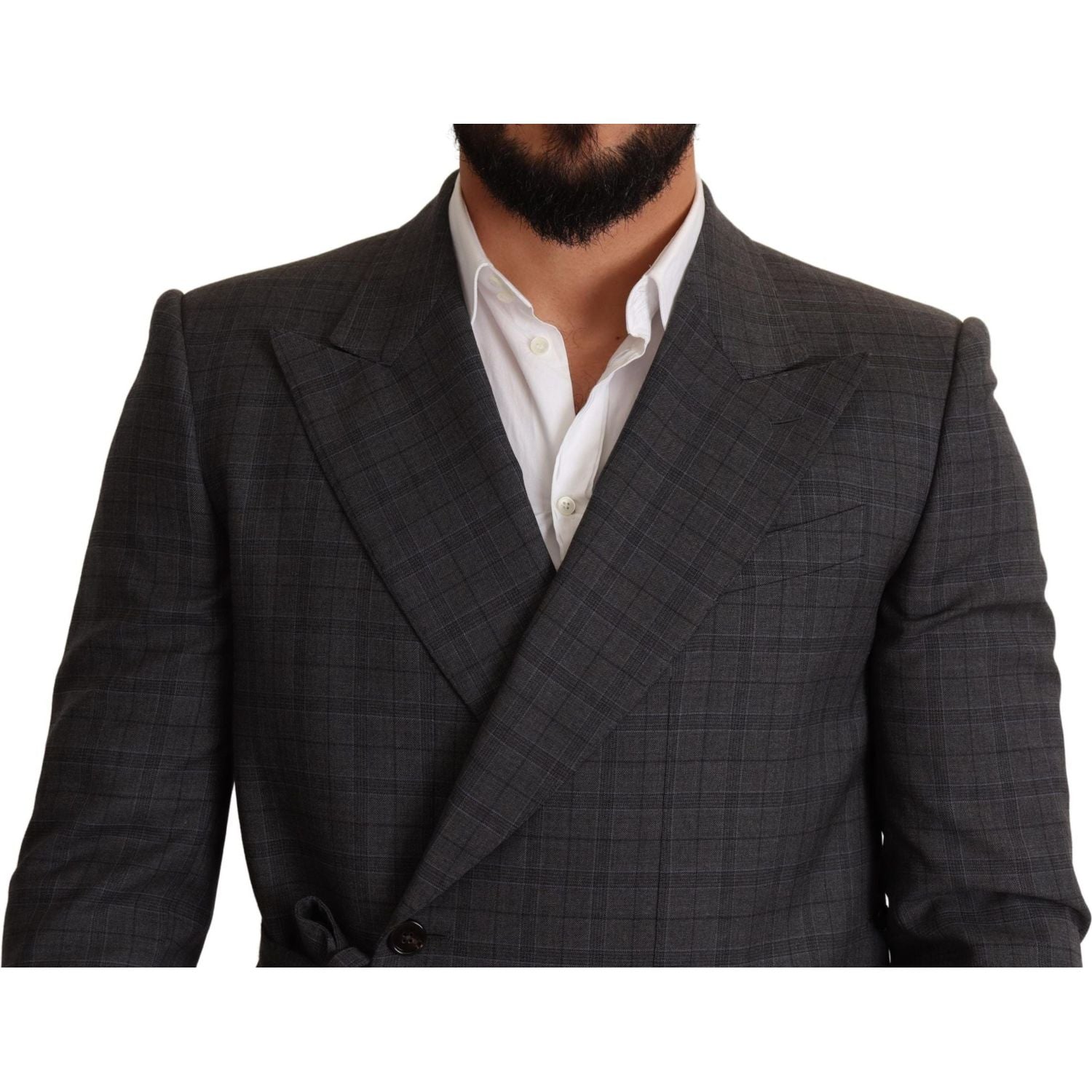 بليزر دولتشي آند غابانا شيك رمادي اللون بقصّة Slim Fit وصدر مزدوج