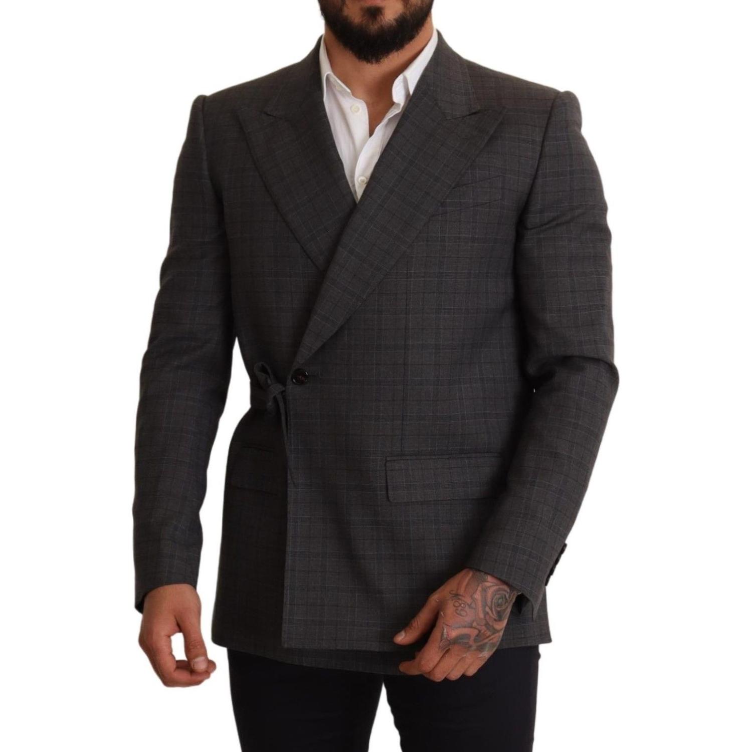 بليزر دولتشي آند غابانا شيك رمادي اللون بقصّة Slim Fit وصدر مزدوج