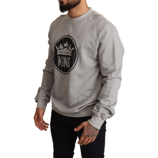 Dolce & Gabbana Gray Crown King Print Cotton Sweater TSH6621-44