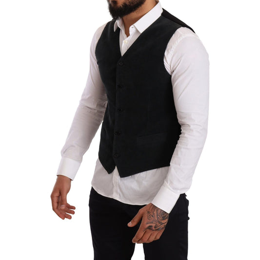 Dolce & Gabbana Black Cotton Single Breasted Waistcoat TSH6129-48