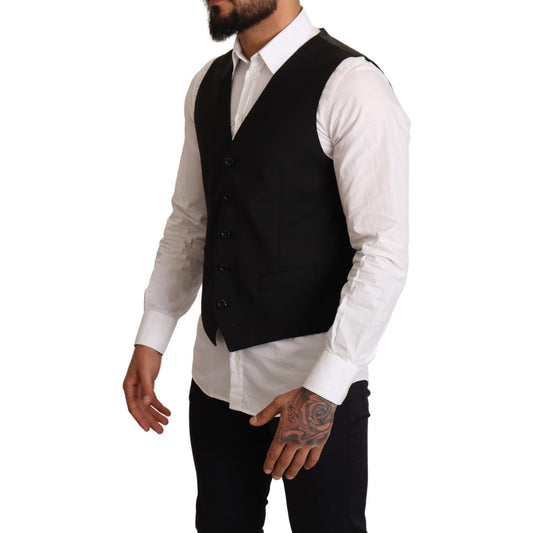 Dolce & Gabbana Black Wool Formal Waistcoat Dress TSH6617 -44