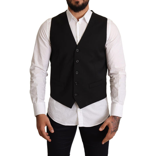 Dolce & Gabbana Black Wool Formal Waistcoat Dress TSH6617 -44