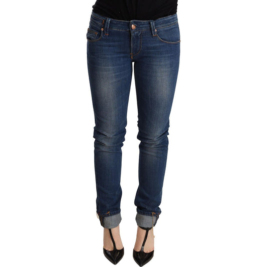 Acht Blue Washed Low Waist Skinny Denim Jeans Pant Jeans & Pants