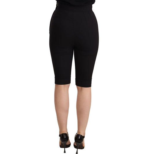 Dolce & Gabbana Black Wool Stretch Slim Fit High Waist Shorts PAN72281-36