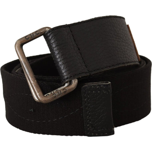 Costume National Black Cotton Ducati Metal Buckle Belt BEL8020 -85