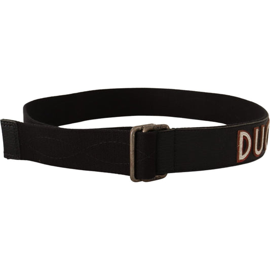 Costume National Black Cotton Ducati Metal Buckle Belt BEL8020 -85