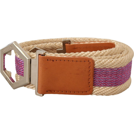 GF Ferre Multicolor Leather Silver Hexagon Logo Buckle Belt BEL8023 -85