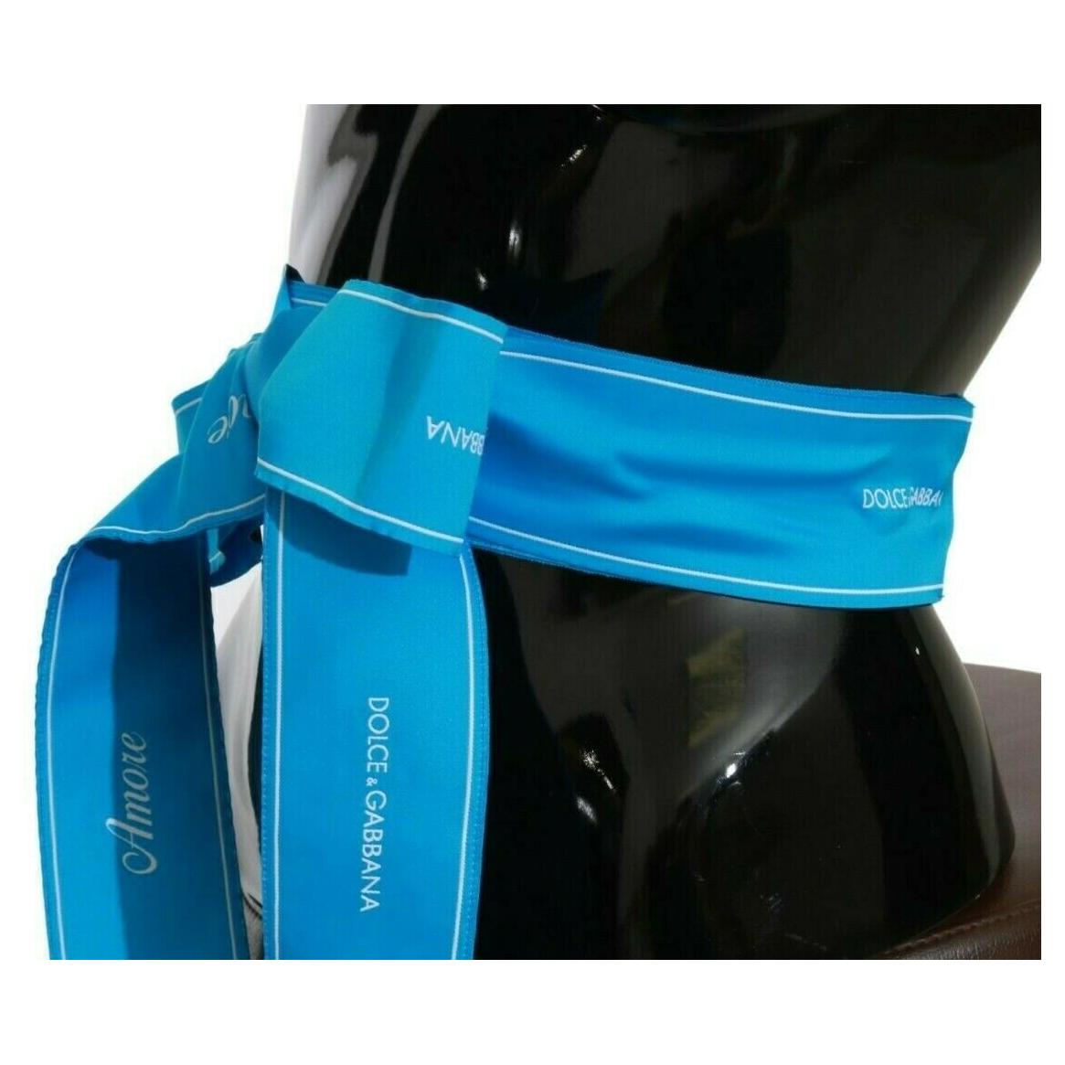 Dolce & Gabbana Blue Waist Ribbon Wide Bow Belt
