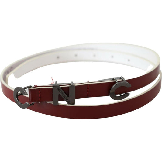 Costume National Maroon Leather Logo Skinny Fashion BEL61062- 85