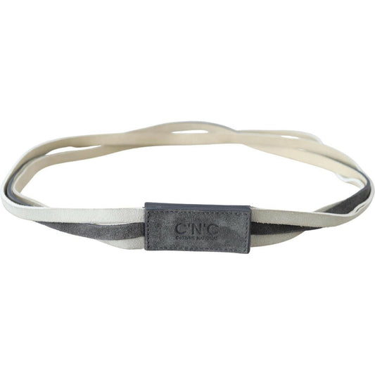 Costume National White Velvet Square Logo Design Waist Belt PAN71808