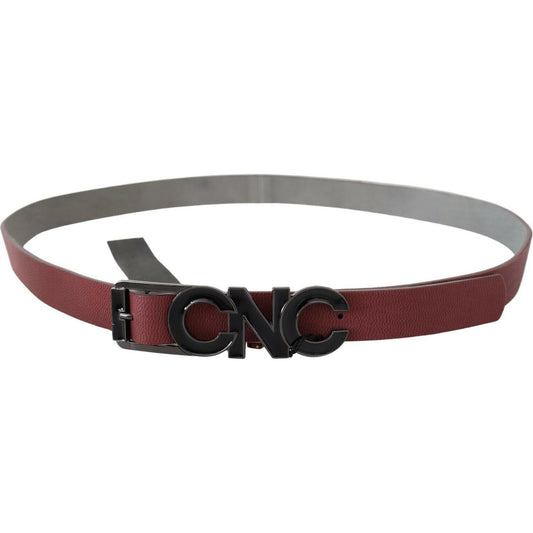 Costume National Maroon Skinny Leather Logo Fashion Belt BEL61057- 100