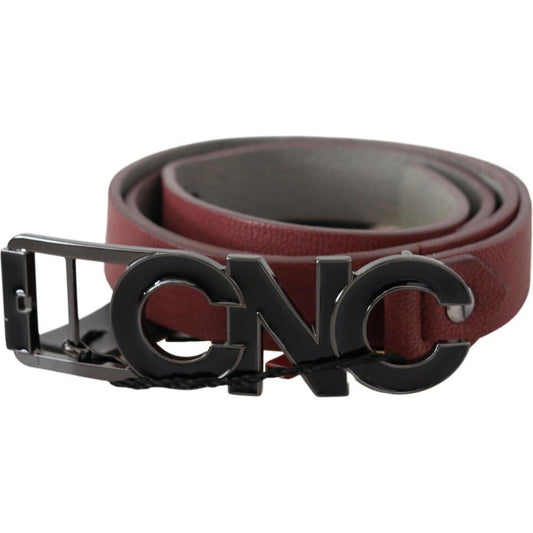 Costume National Maroon Skinny Leather Logo Fashion Belt BEL61057- 100
