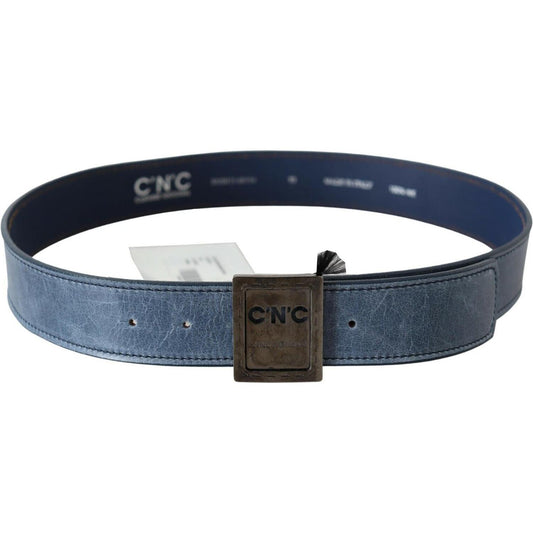 Costume National Blue Normal Leather Logo Buckle Belt BEL61055 -85