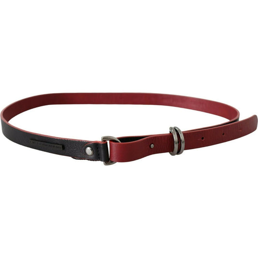 Costume National Black Red Skinny Leather Logo Belt PAN71800- 85