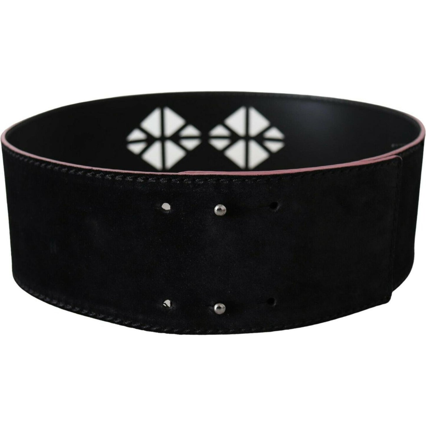 Costume National Black Leather Wide Waist Studded Women Belt BEL61066- 85