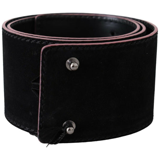 Costume National Black Leather Wide Waist Studded Women Belt BEL61066- 85