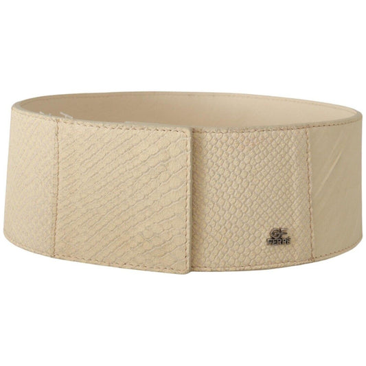 GF Ferre White Waxed Cotton Wide Fashion Belt BEL8047 - 70