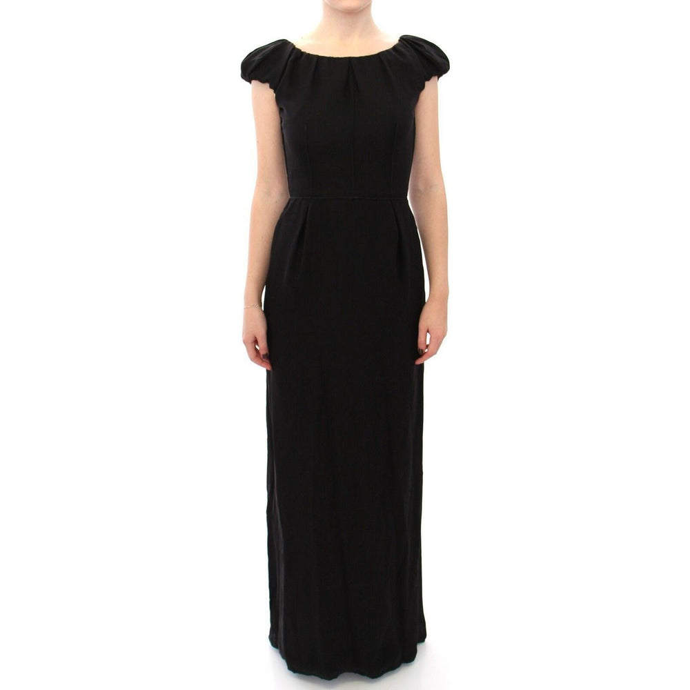 Dolce & Gabbana Black Silk Shortsleeve Gown Maxi IT Dress NOC10097- 40