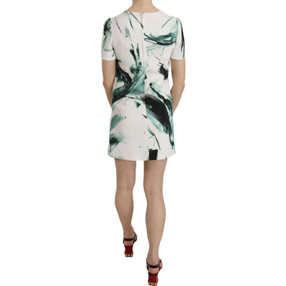 Dolce & Gabbana White Black Blue Shift Short Mini Dress