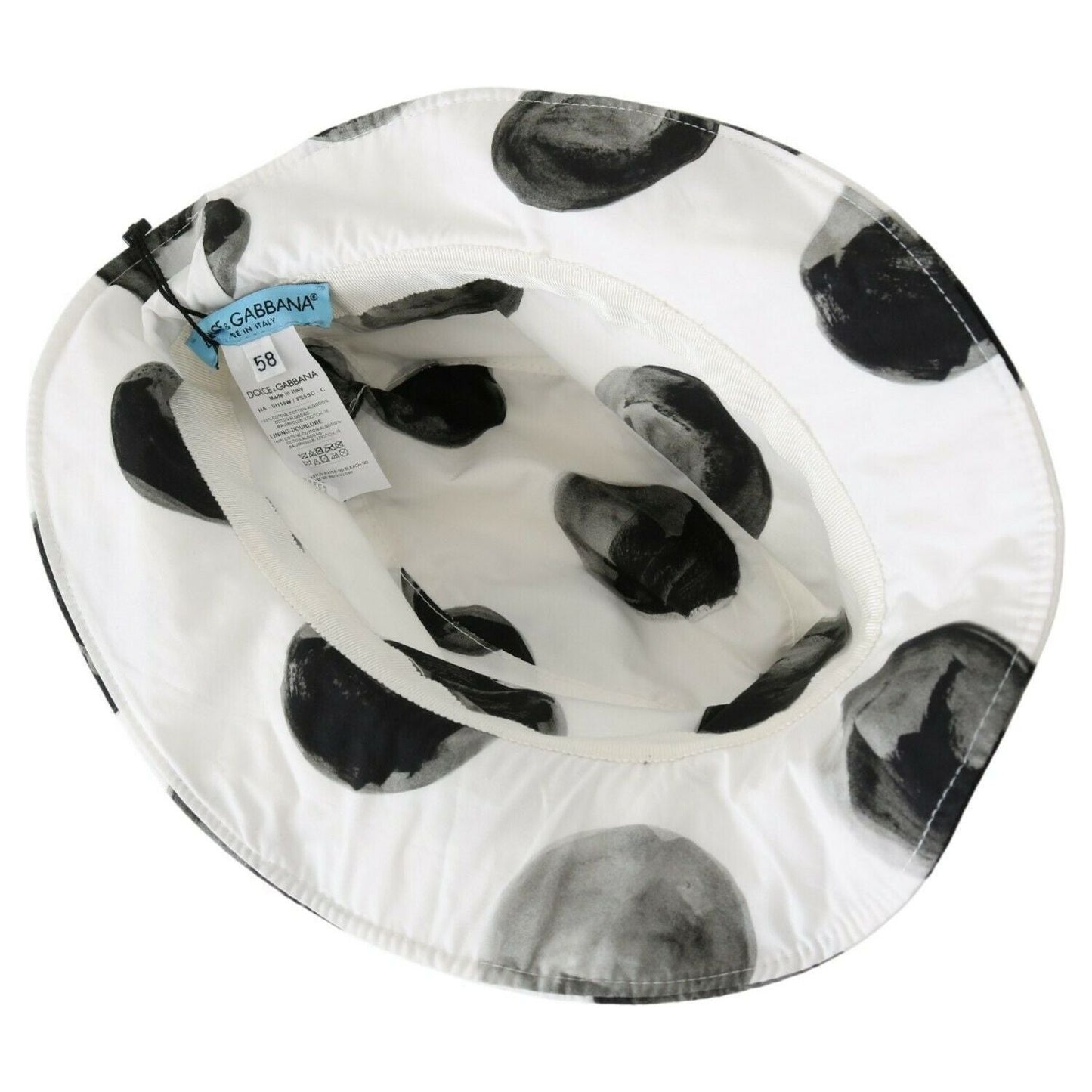 Dolce & Gabbana White Cotton Big Polka Dot Pattern Bucket Hat WOMAN HATS