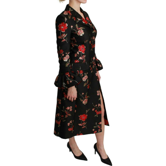 Dolce & Gabbana Black Floral Embroidered Jacket Coat JKT2626- 40