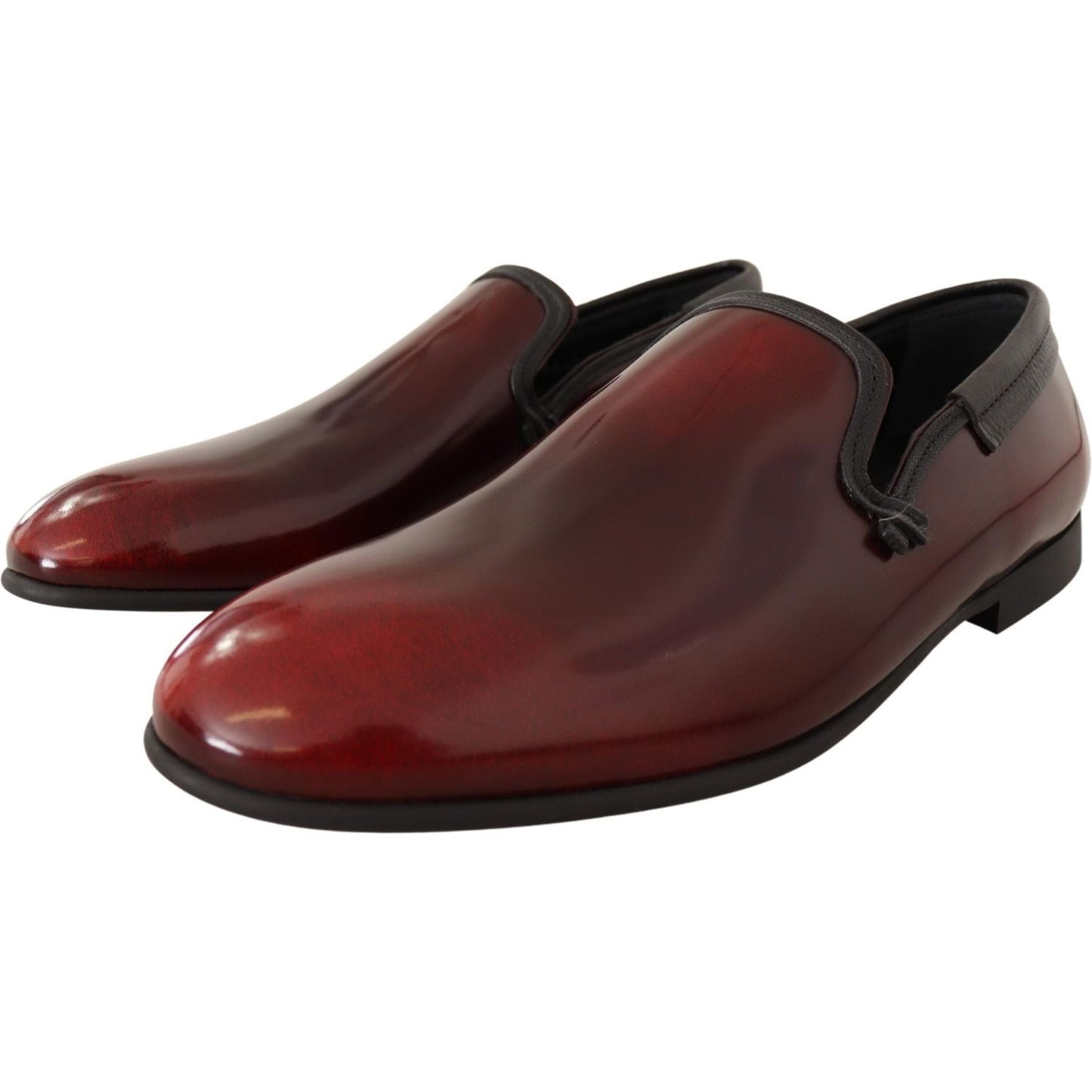 Dolce & Gabbana Bordeaux Patent Leather Dress Loafers Shoes