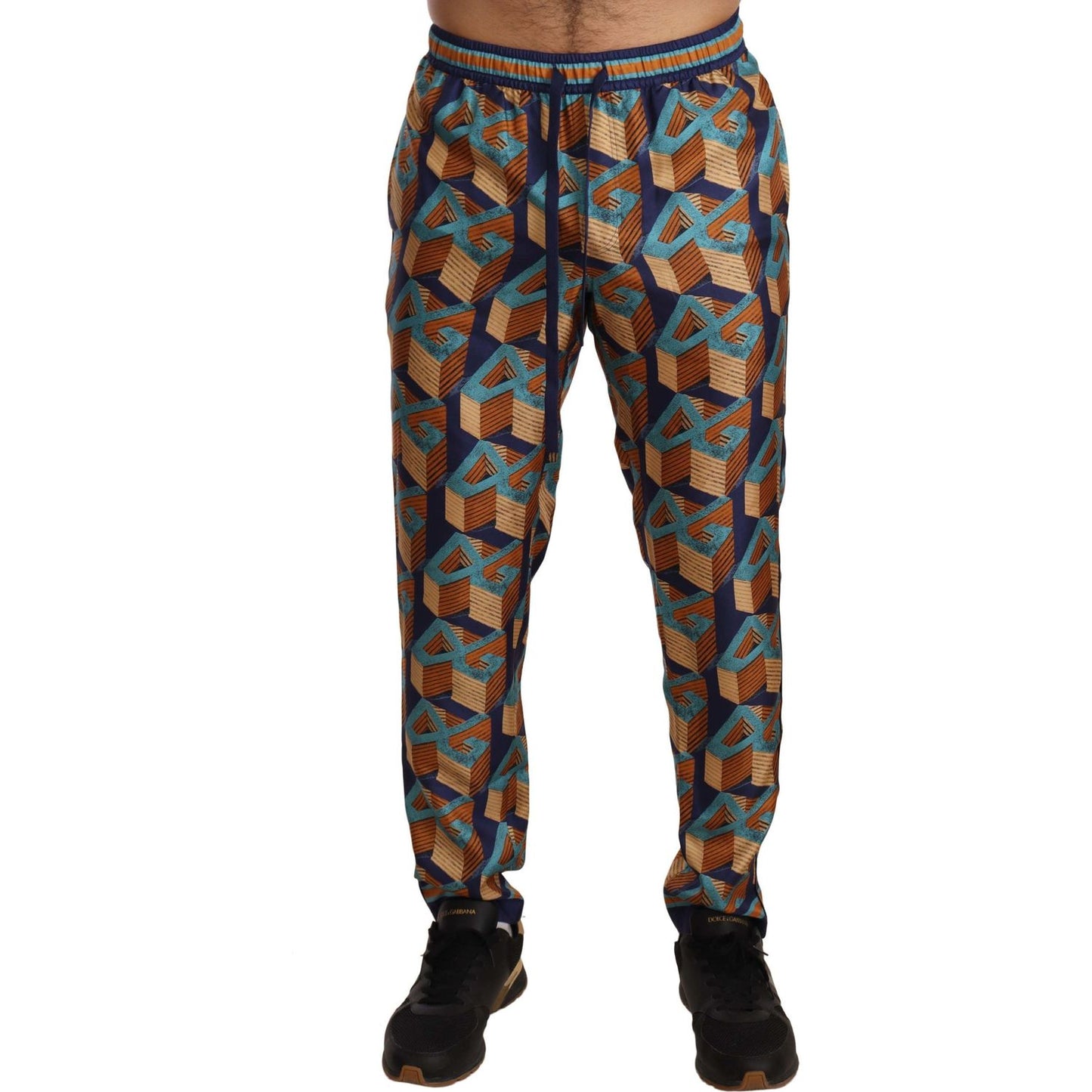 Dolce & Gabbana Multicolor Patterned Joggers Silk Pants Jeans & Pants