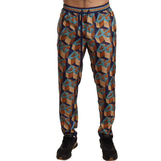 Dolce & Gabbana Multicolor Patterned Joggers Silk Pants PAN71996 -44