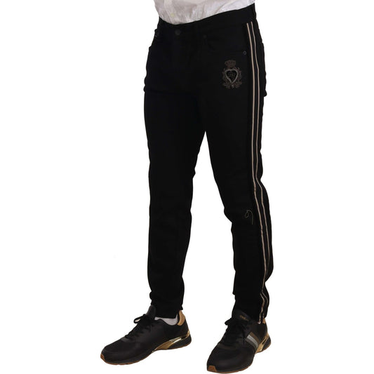 Dolce & Gabbana Black Skinny Fit Denim Side Band Jeans Pant PAN72266 -48