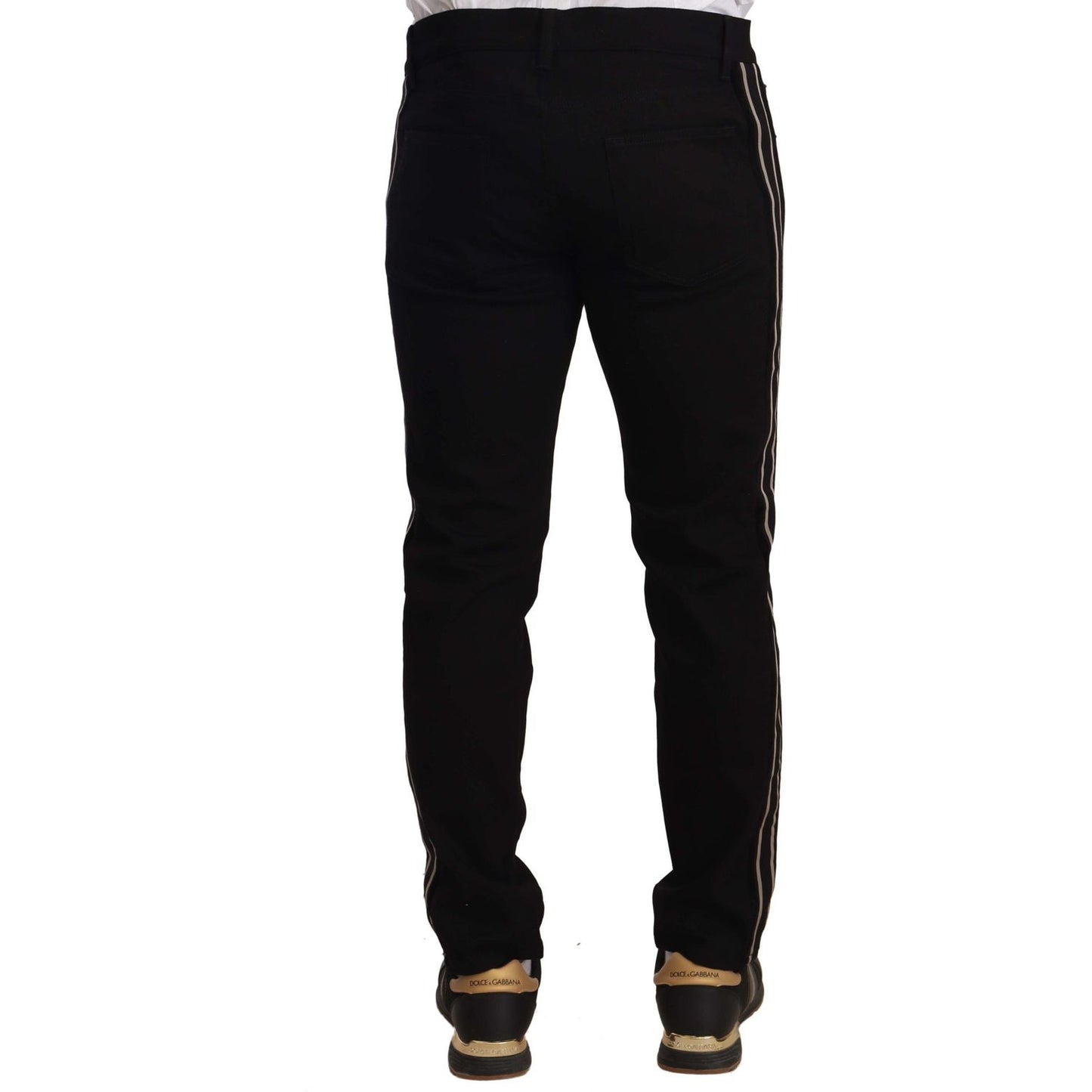 Dolce & Gabbana Black Skinny Fit Denim Side Band Jeans Pant PAN72266 -48