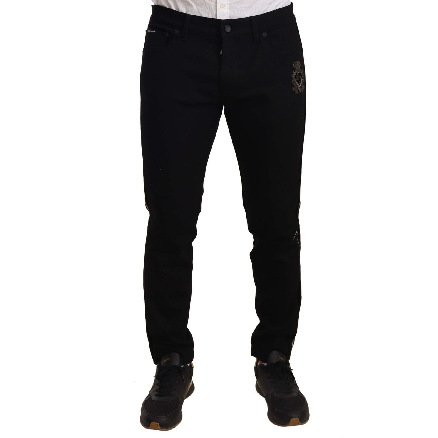 Dolce & Gabbana Black Skinny Fit Denim Side Band Jeans Pant PAN72266 -48