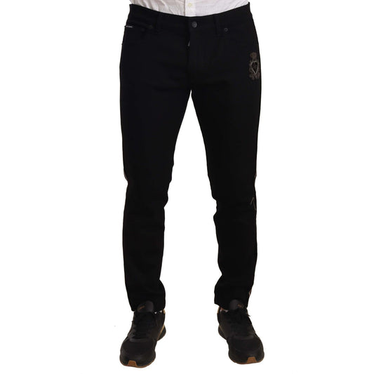 Dolce & Gabbana Black Skinny Fit Denim Side Band Jeans Pant PAN72266 -48