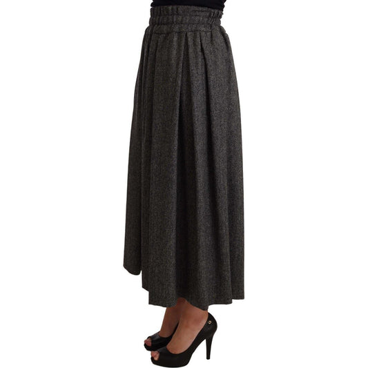 Dolce & Gabbana Gray Wool High Waist A-line PIECE Skirt PAN72105-40