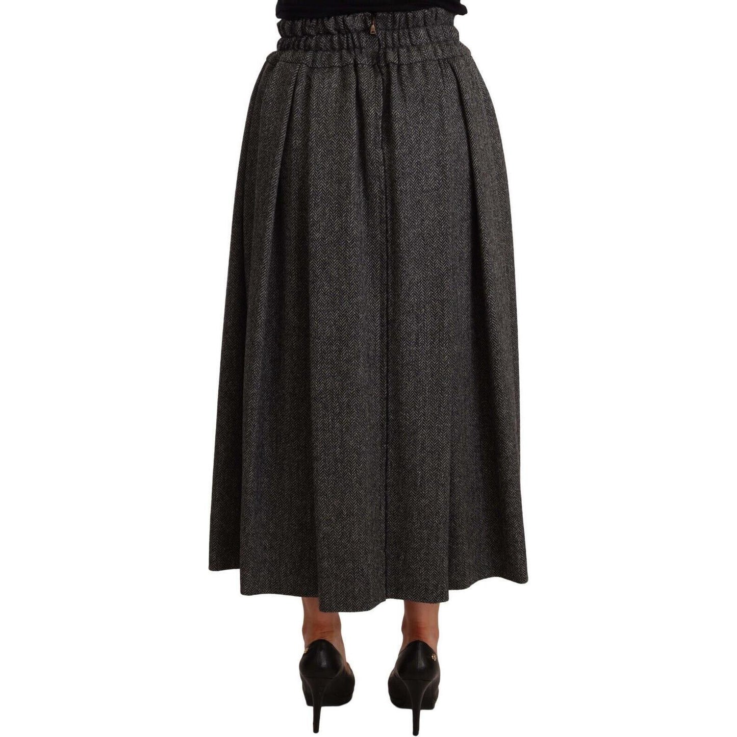 Dolce & Gabbana Gray Wool High Waist A-line PIECE Skirt PAN72105-40
