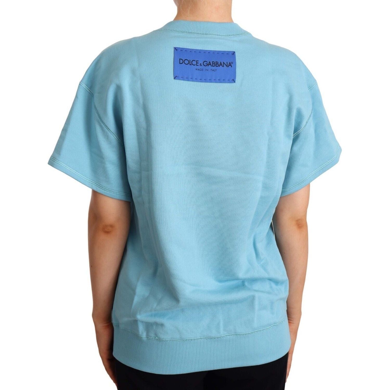 Dolce & Gabbana Blue Cotton Short Sleeves Crew Neck Top