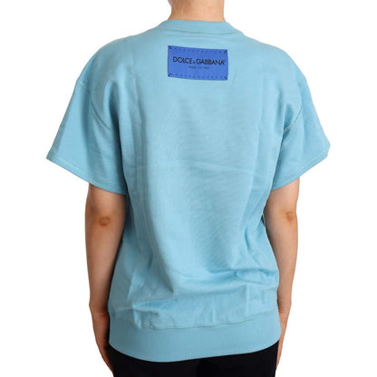 Dolce & Gabbana Blue Cotton Short Sleeves Crew Neck Top