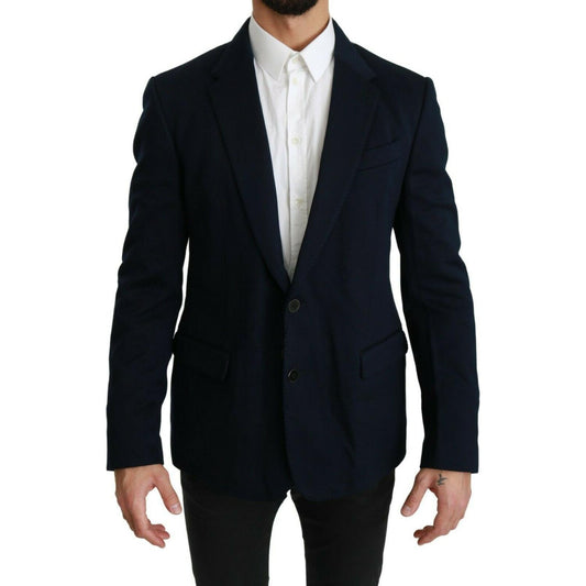 Dolce & Gabbana Blue Solid Cotton Silk Stretch Jacket Blazer JKT2553- 52