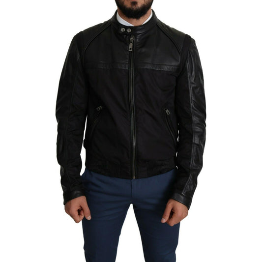 Dolce & Gabbana Black Nylon Full Zip Men Bomber Coat Jacket JKT2759-48
