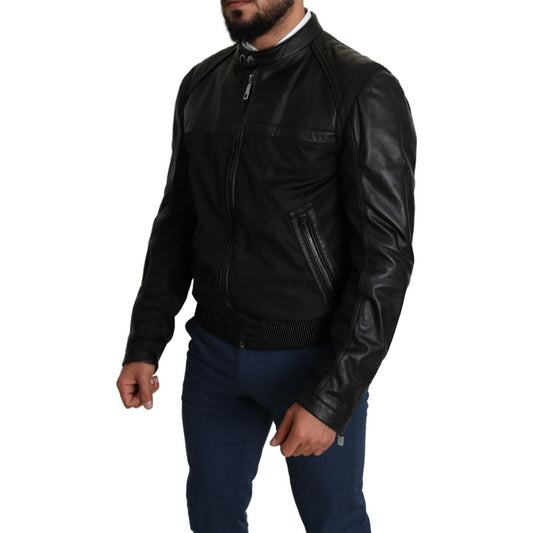 Dolce & Gabbana Black Nylon Full Zip Men Bomber Coat Jacket JKT2759-48