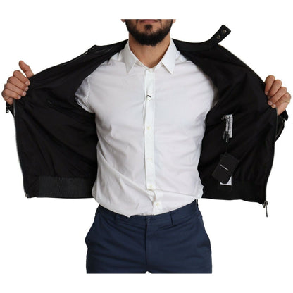 Dolce & Gabbana Black Nylon Full Zip Men Bomber Coat Jacket MAN COATS & JACKETS