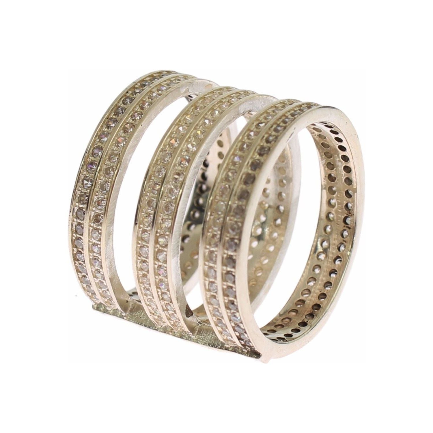 Nialaya Authentic Womens Clear CZ 925 Sterling Silver Ring