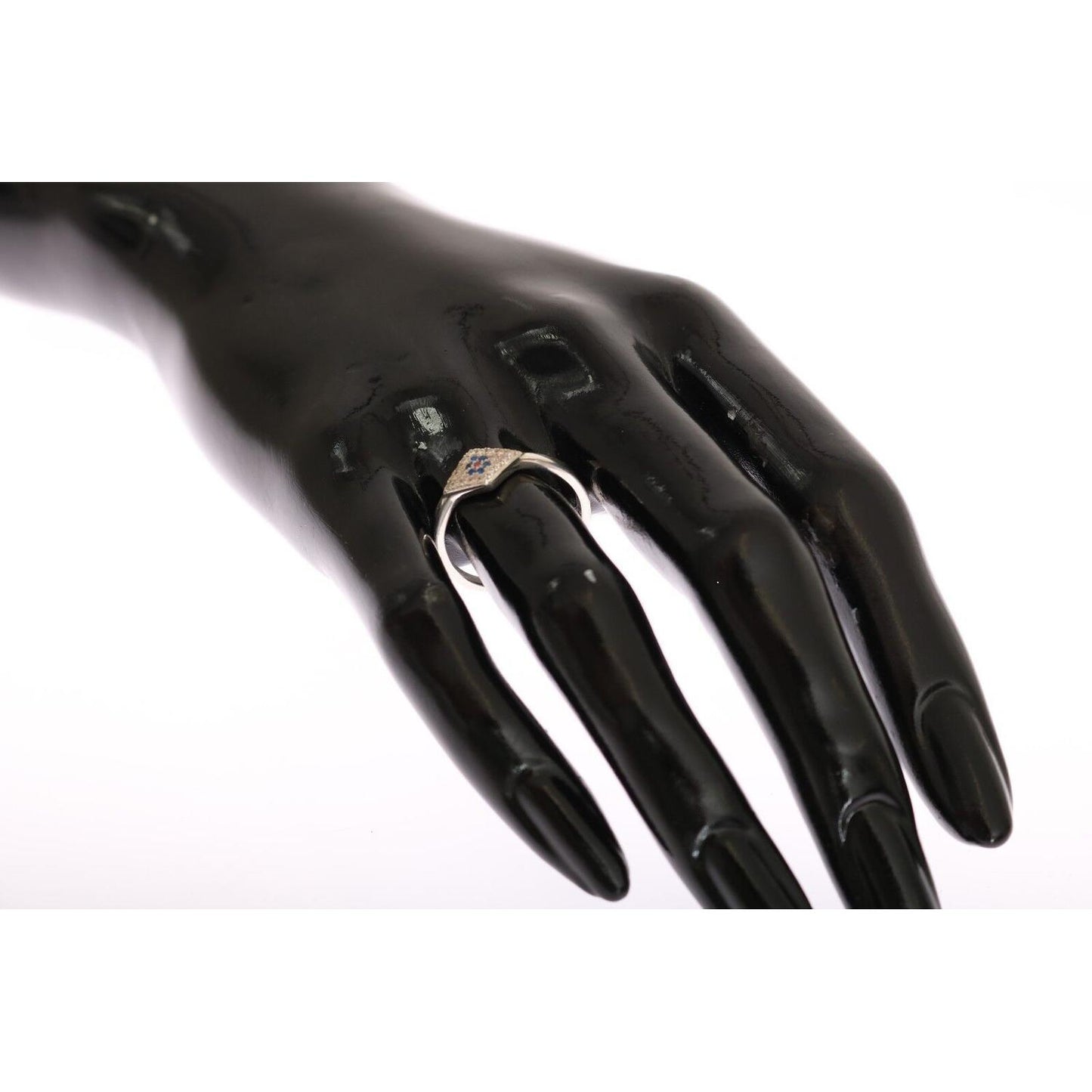 Nialaya Blue Red CZ 925 Silver Womens Clear Ring