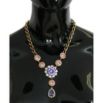 Dolce & Gabbana Pink Gold Brass Crystal Purple Pearl Pendants SMY100331