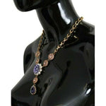 Dolce & Gabbana Pink Gold Brass Crystal Purple Pearl Pendants SMY100331