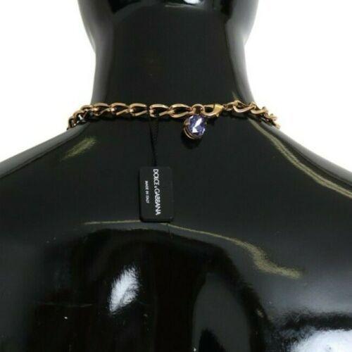 Dolce & Gabbana Pink Gold Brass Crystal Purple Pearl Pendants SMY100331