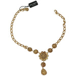 Dolce & Gabbana Pink Gold Brass Crystal Purple Pearl Pendants SMY100331