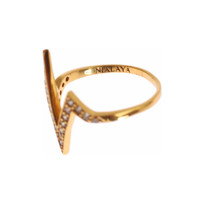 Nialaya Gold 925 Silver Womens Clear CZ 18K Ring