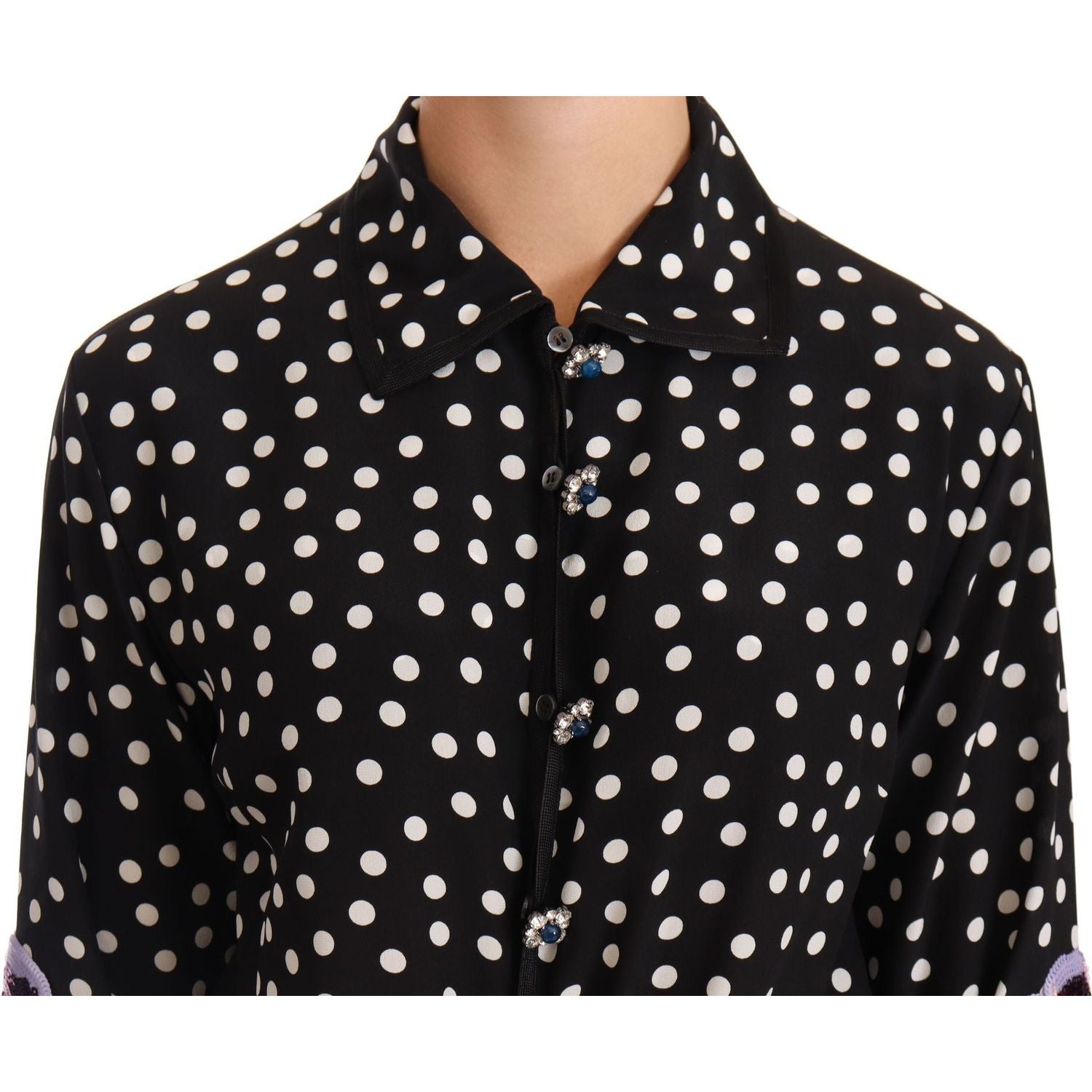 Dolce & Gabbana Black White Crystal Sequined Floral Dress