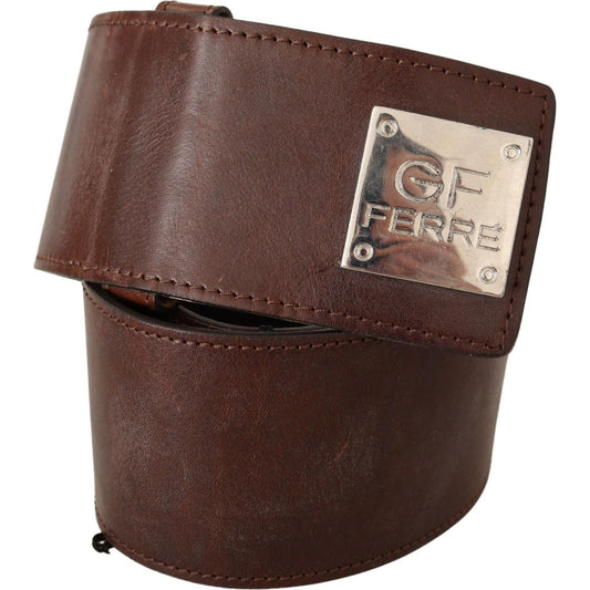 Costume National Belt Black Leather Silver Buckle Waist Belt BEL61041-85